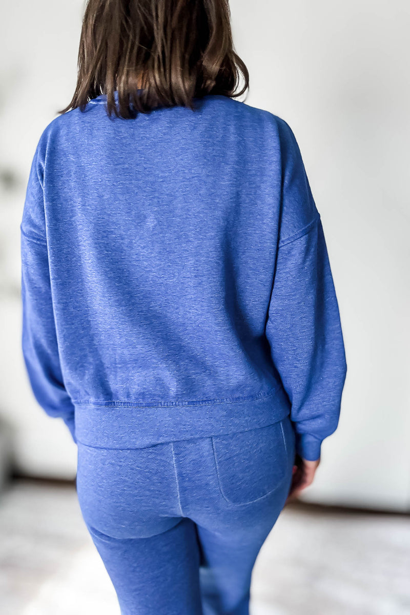 Burned Out Crewneck Blue Sweatshirt