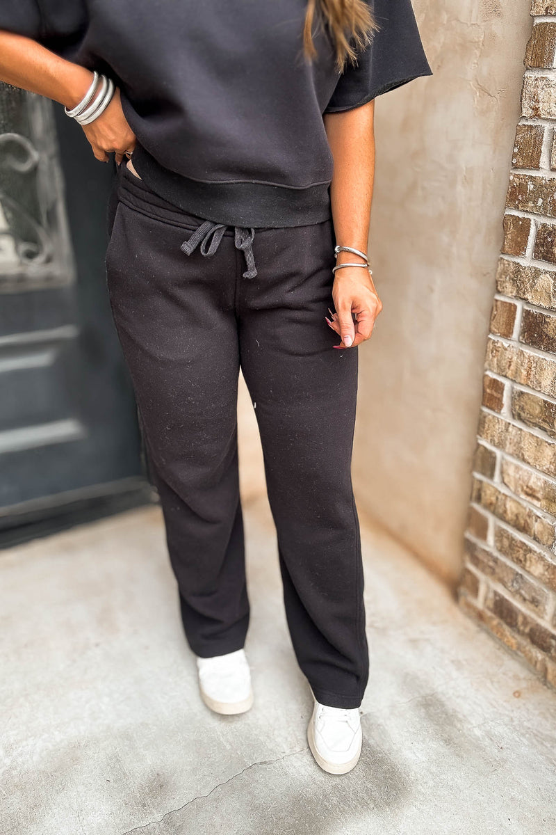 Classic Fit Black High Rise Straight Leg Sweatpant