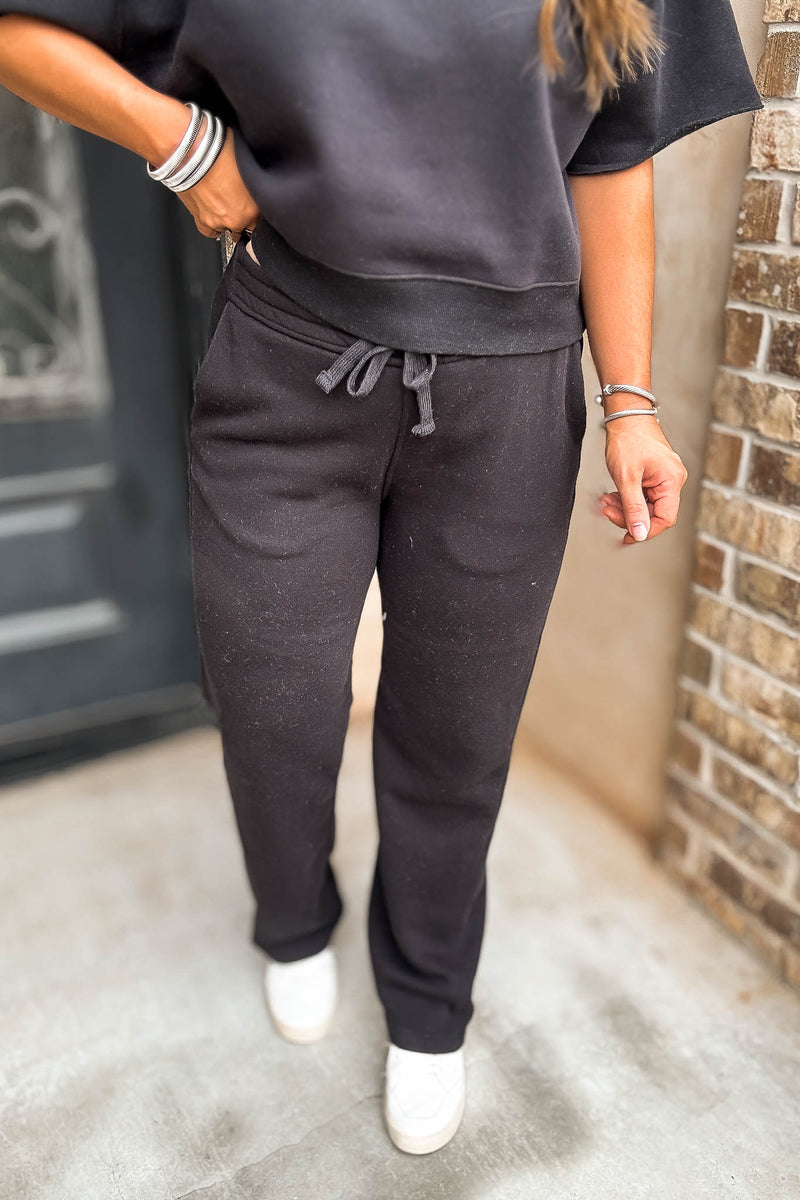 Classic Fit Black High Rise Straight Leg Sweatpant