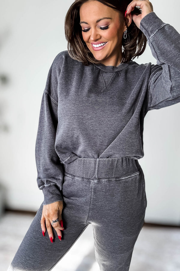Burned Out Crewneck Black Sweatshirt