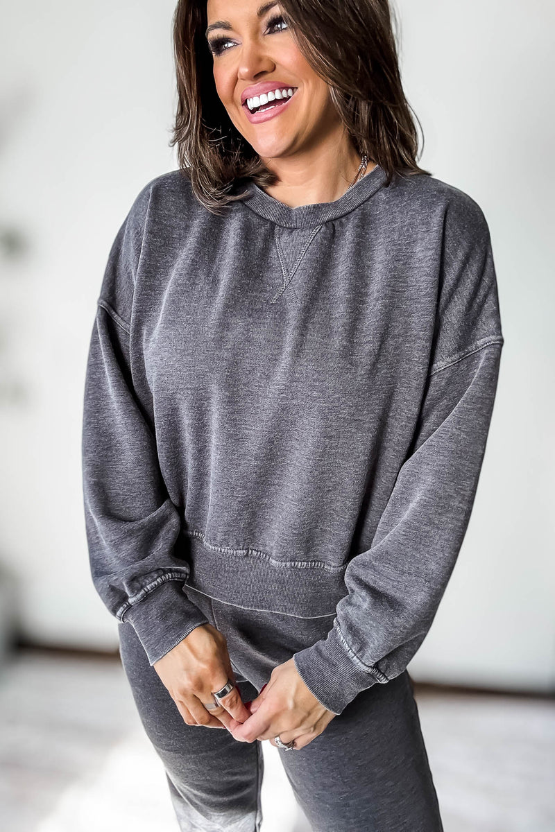 Burned Out Crewneck Black Sweatshirt