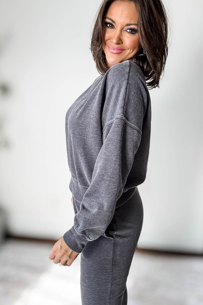 Burned Out Crewneck Black Sweatshirt