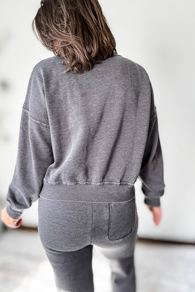 Burned Out Crewneck Black Sweatshirt