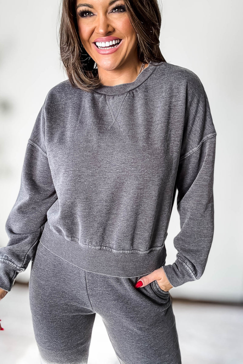 Burned Out Crewneck Black Sweatshirt