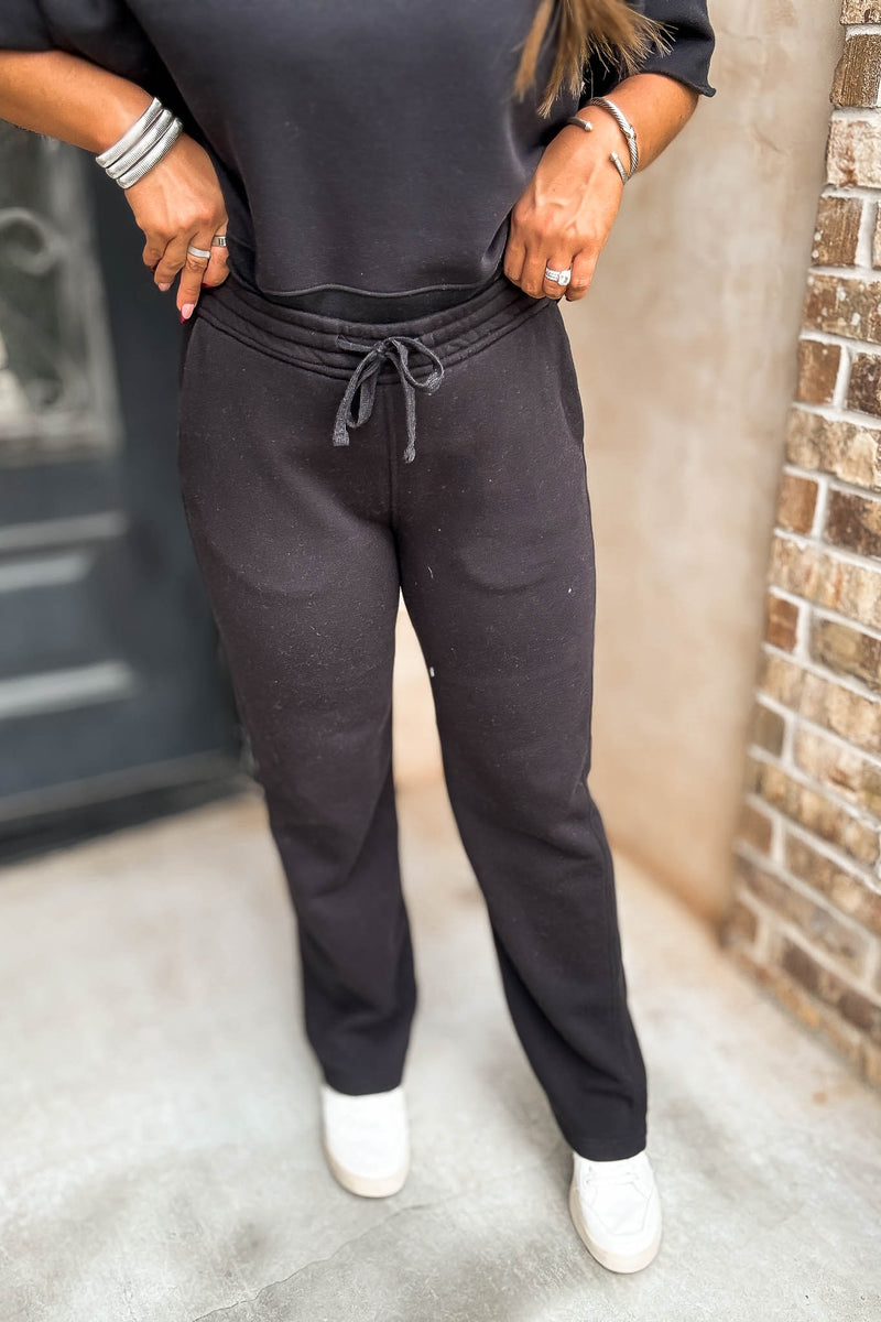 Classic Fit Black High Rise Straight Leg Sweatpant