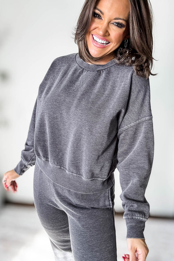 Burned Out Crewneck Black Sweatshirt