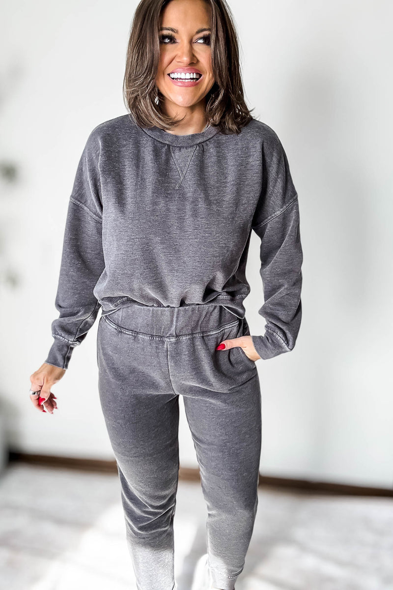 Burned Out Crewneck Black Sweatshirt
