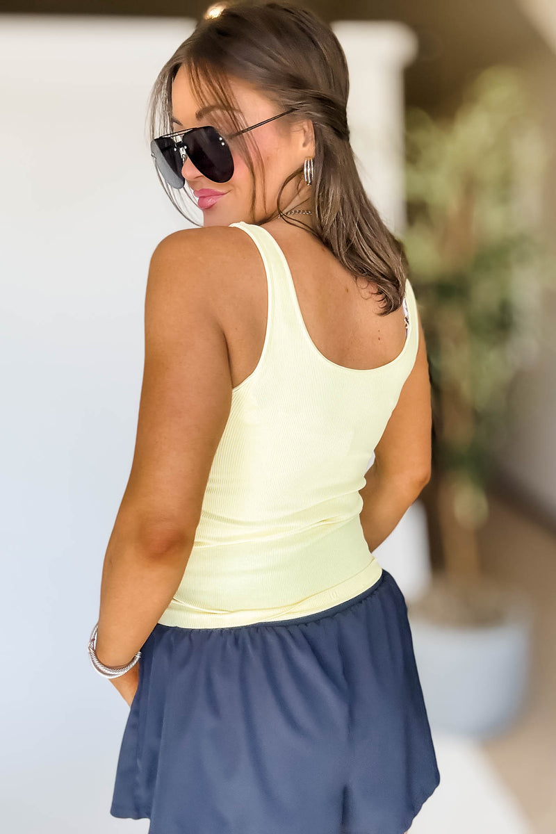 Ribbed Reversible Pale Lemon Tank Top