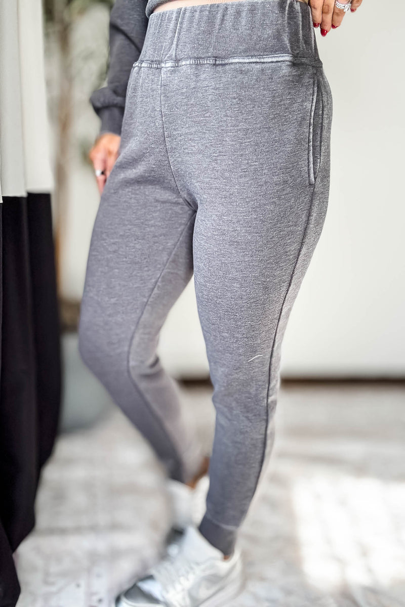 Burned Out Fleece Black Joggers