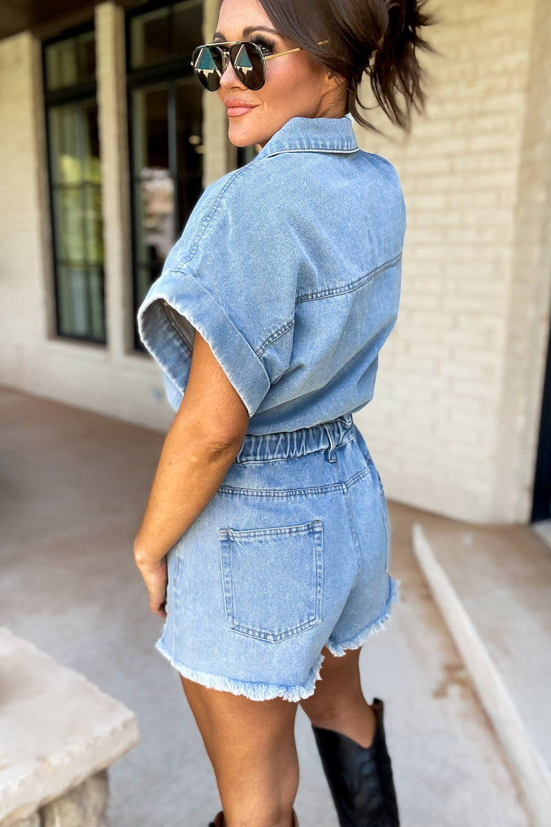 Distressed Denim Romper