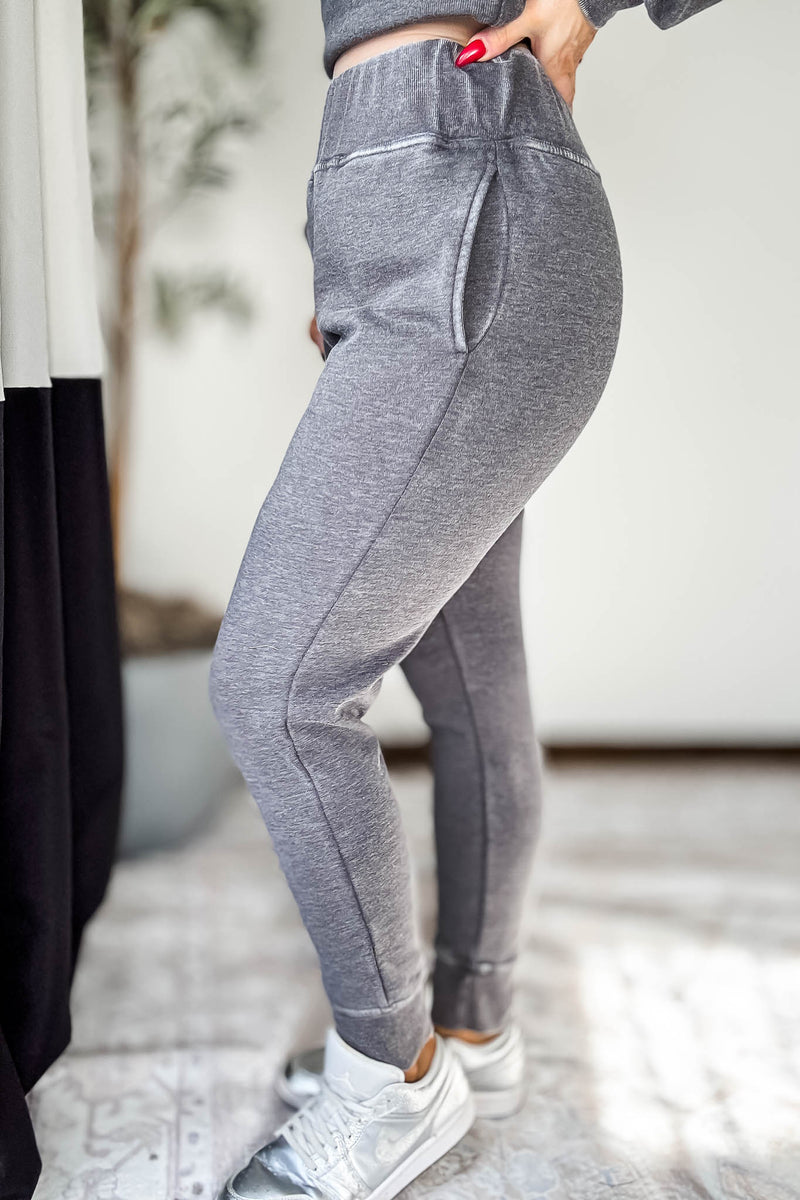 Burned Out Fleece Black Joggers