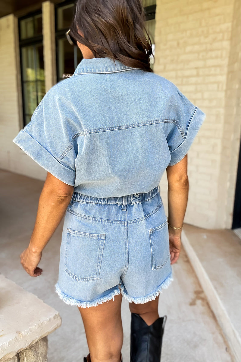Distressed Denim Romper