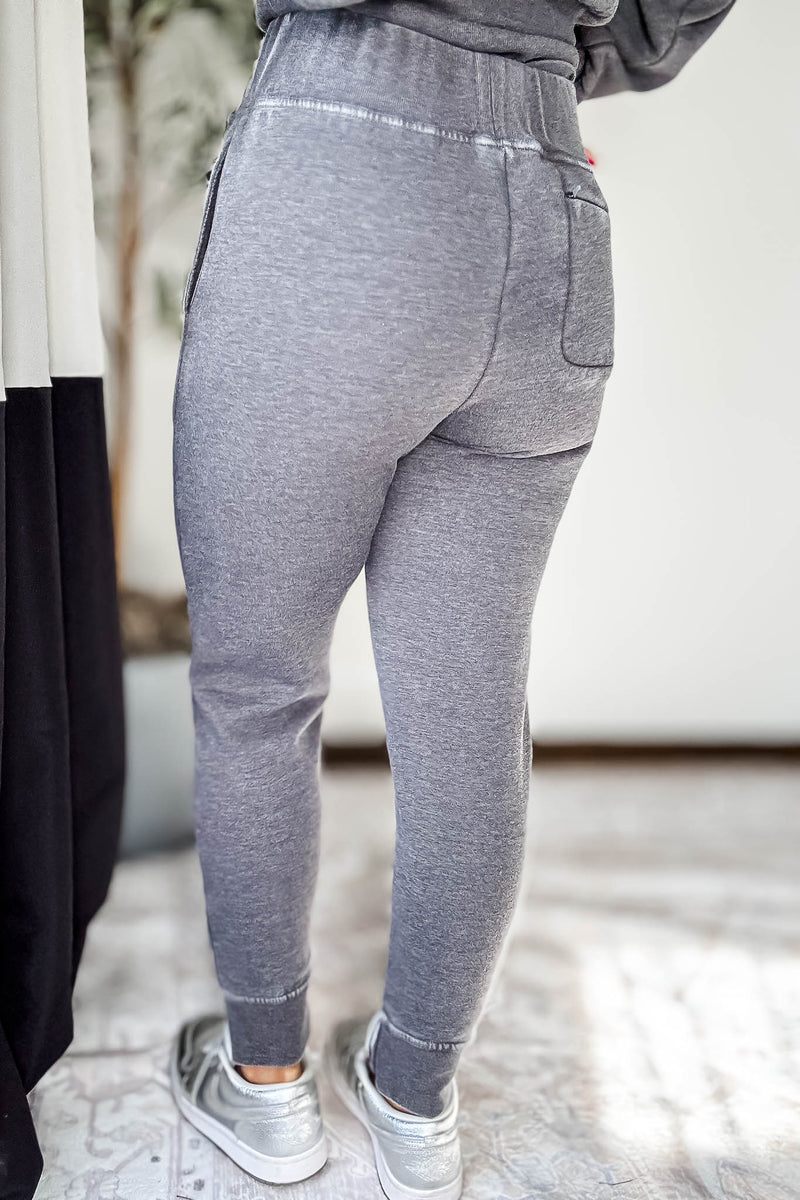 Burned Out Fleece Black Joggers
