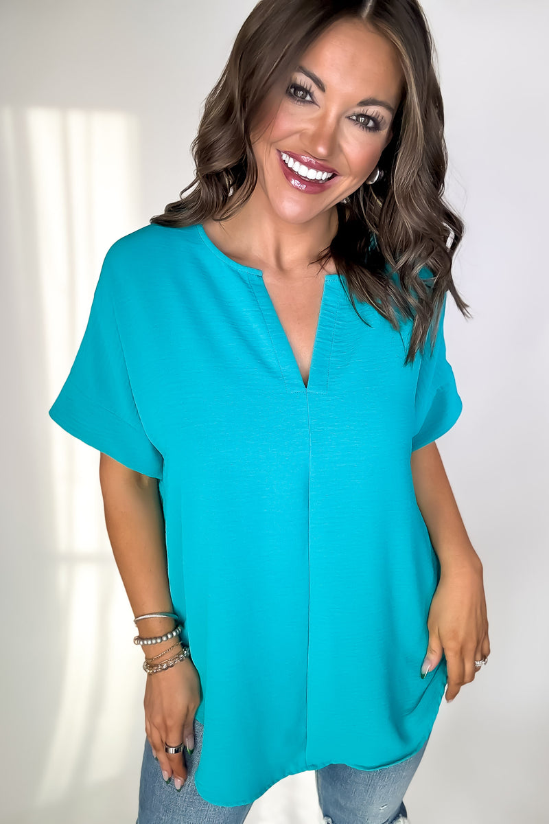 Chic And Polished Light Teal Top