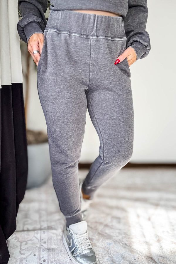 Burned Out Fleece Black Joggers
