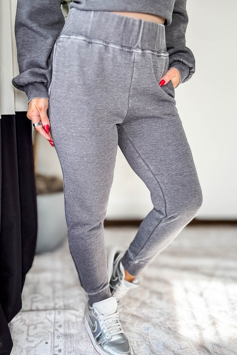 Burned Out Fleece Black Joggers
