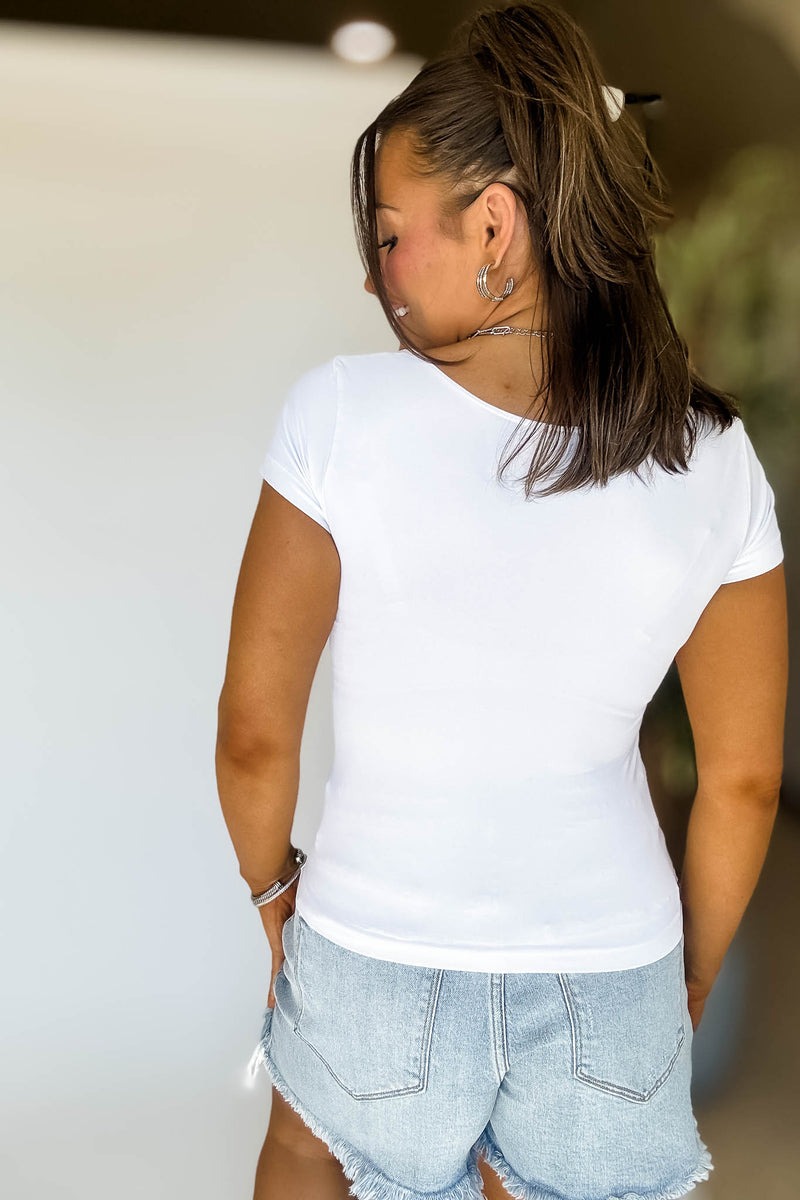 White Double Twist Short Sleeve Top