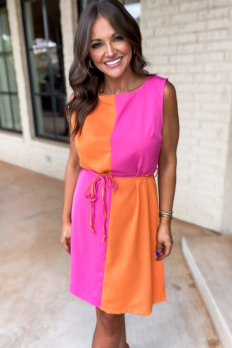 Lively Lady Pink Color Block Dress
