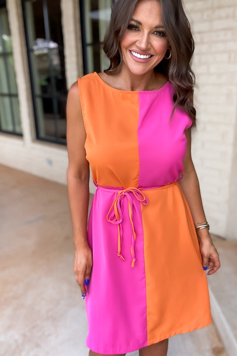 Lively Lady Pink Color Block Dress