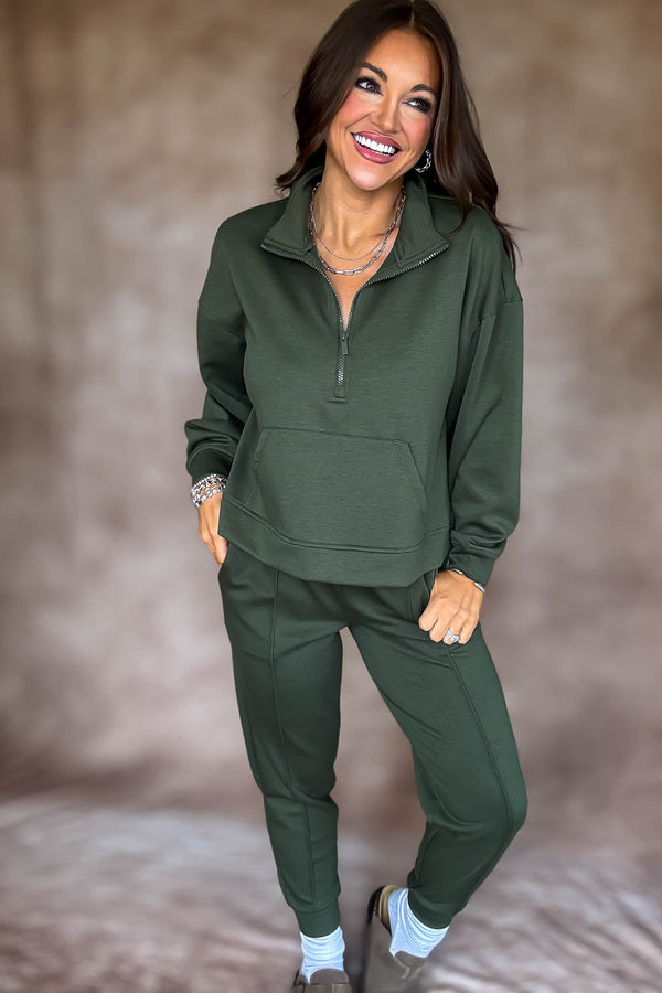 Easy Does It Dark Olive Scuba Jogger Pants