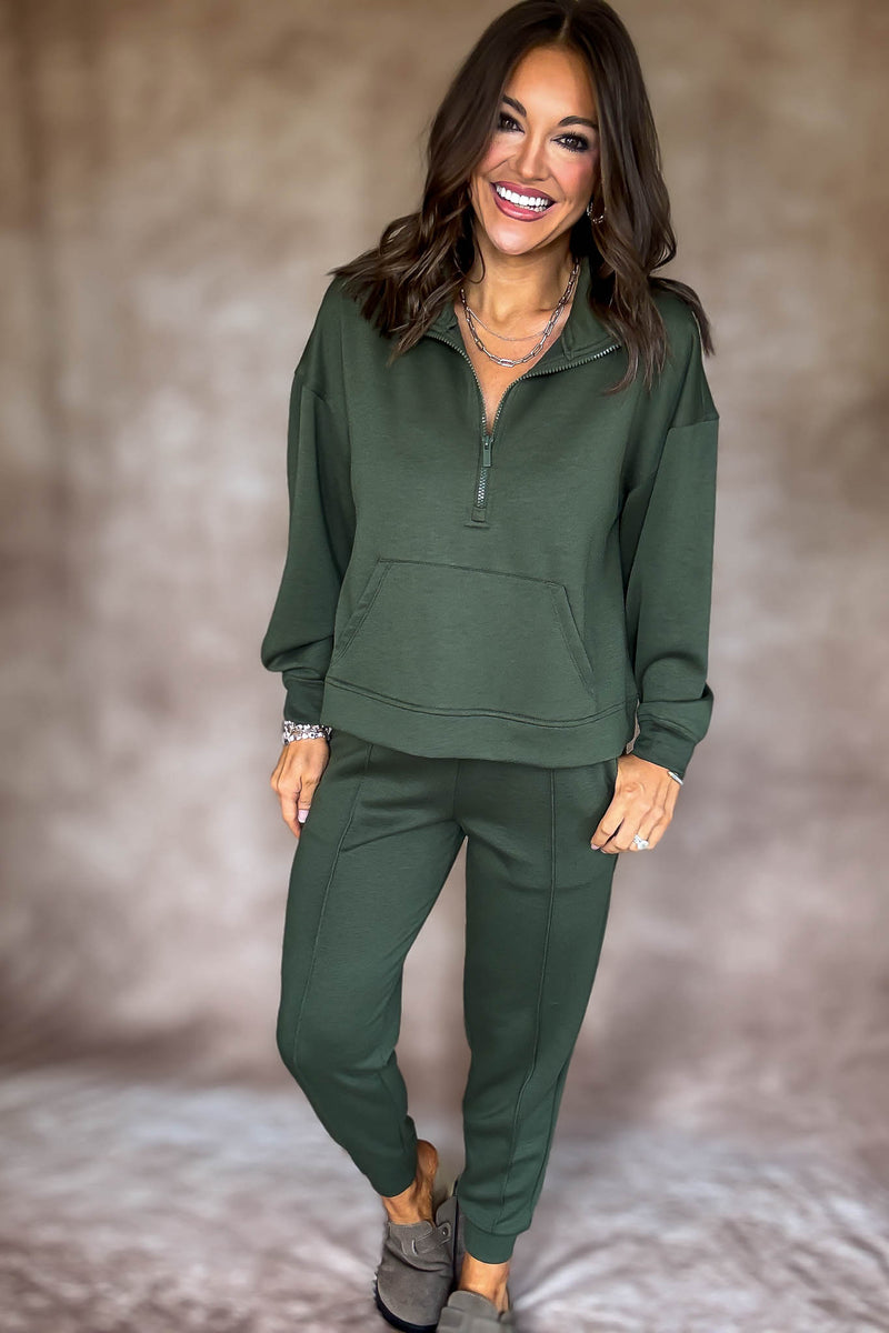 Easy Does It Dark Olive Scuba Jogger Pants