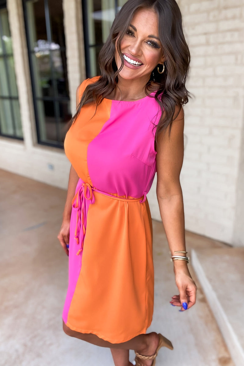 Lively Lady Pink Color Block Dress