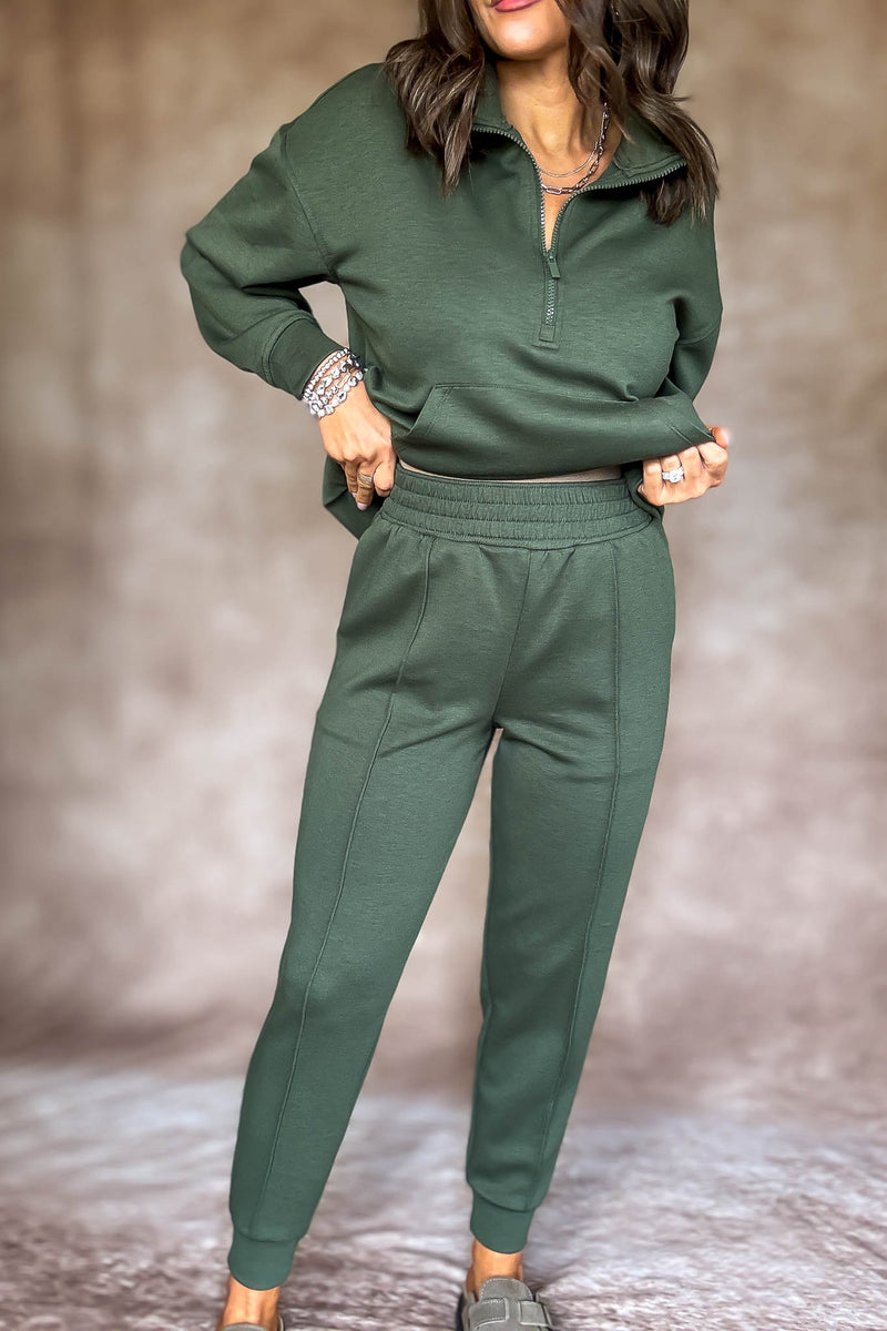 Easy Does It Dark Olive Scuba Jogger Pants