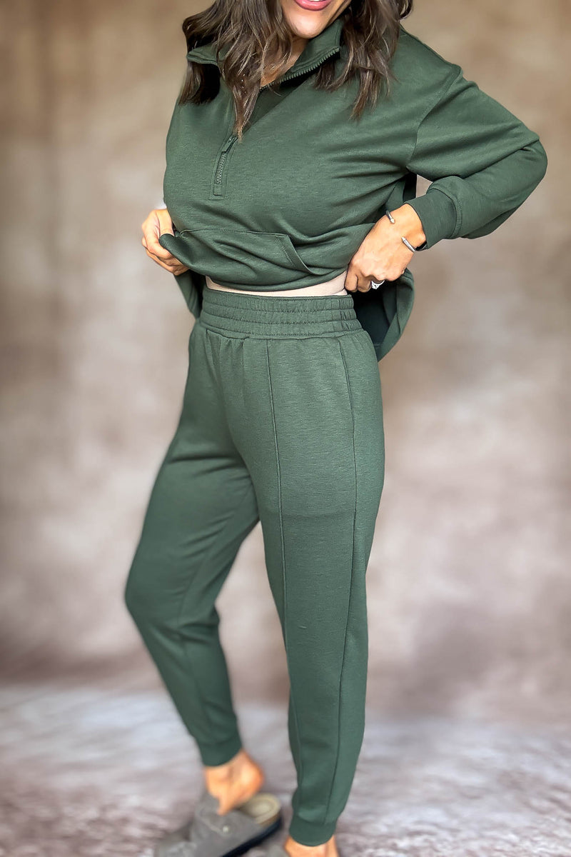 Easy Does It Dark Olive Scuba Jogger Pants