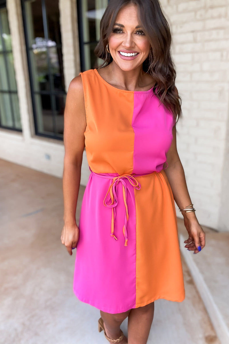 Lively Lady Pink Color Block Dress