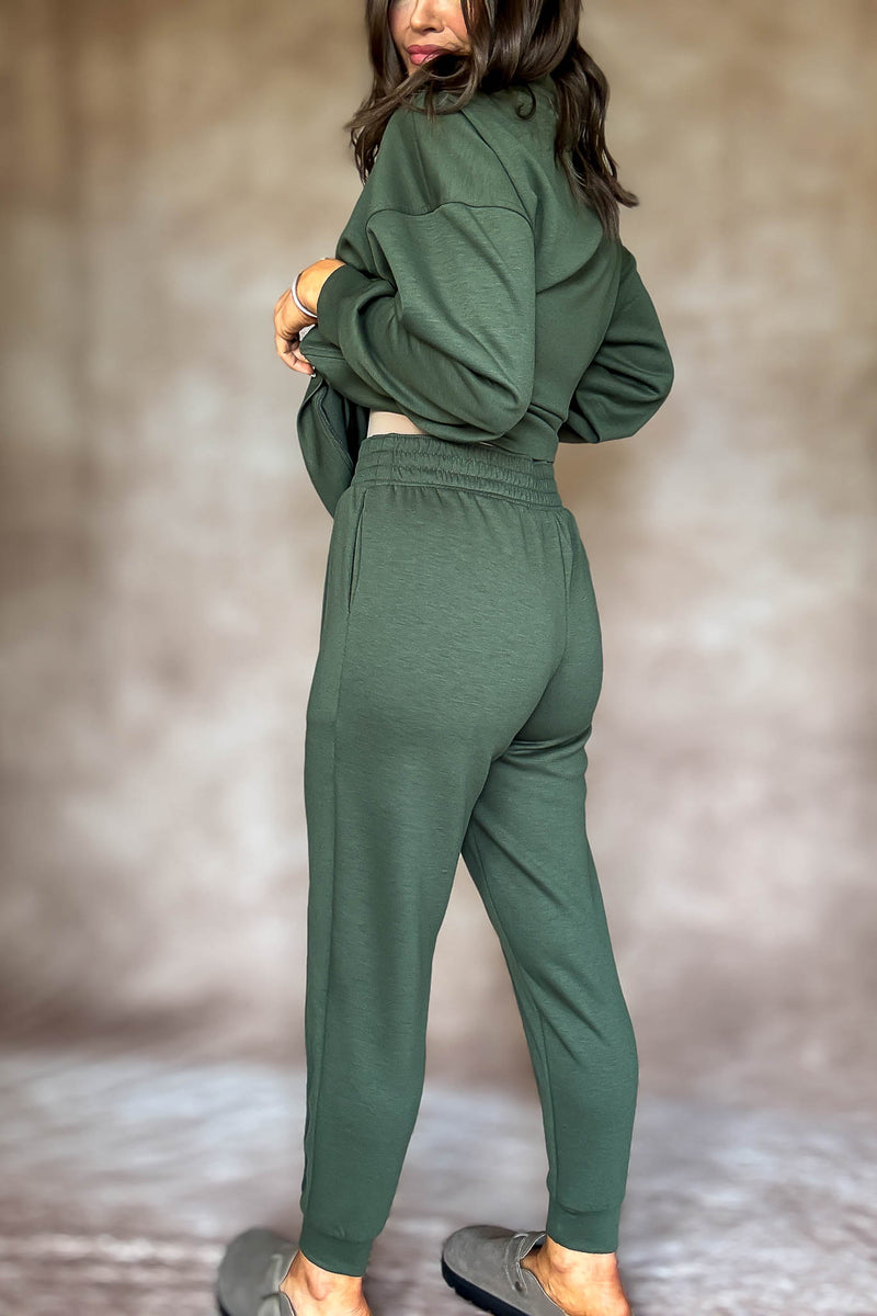 Easy Does It Dark Olive Scuba Jogger Pants