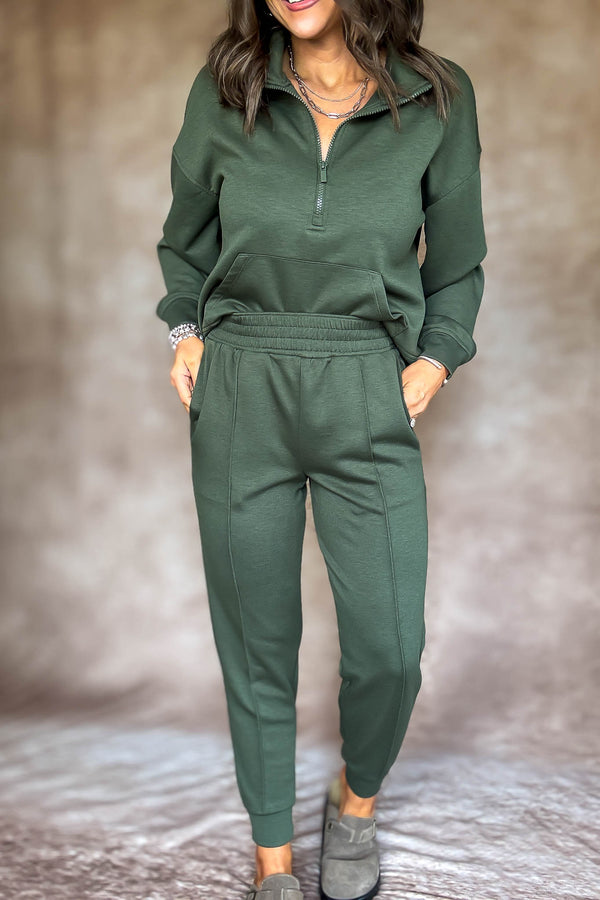 Easy Does It Dark Olive Scuba Jogger Pants