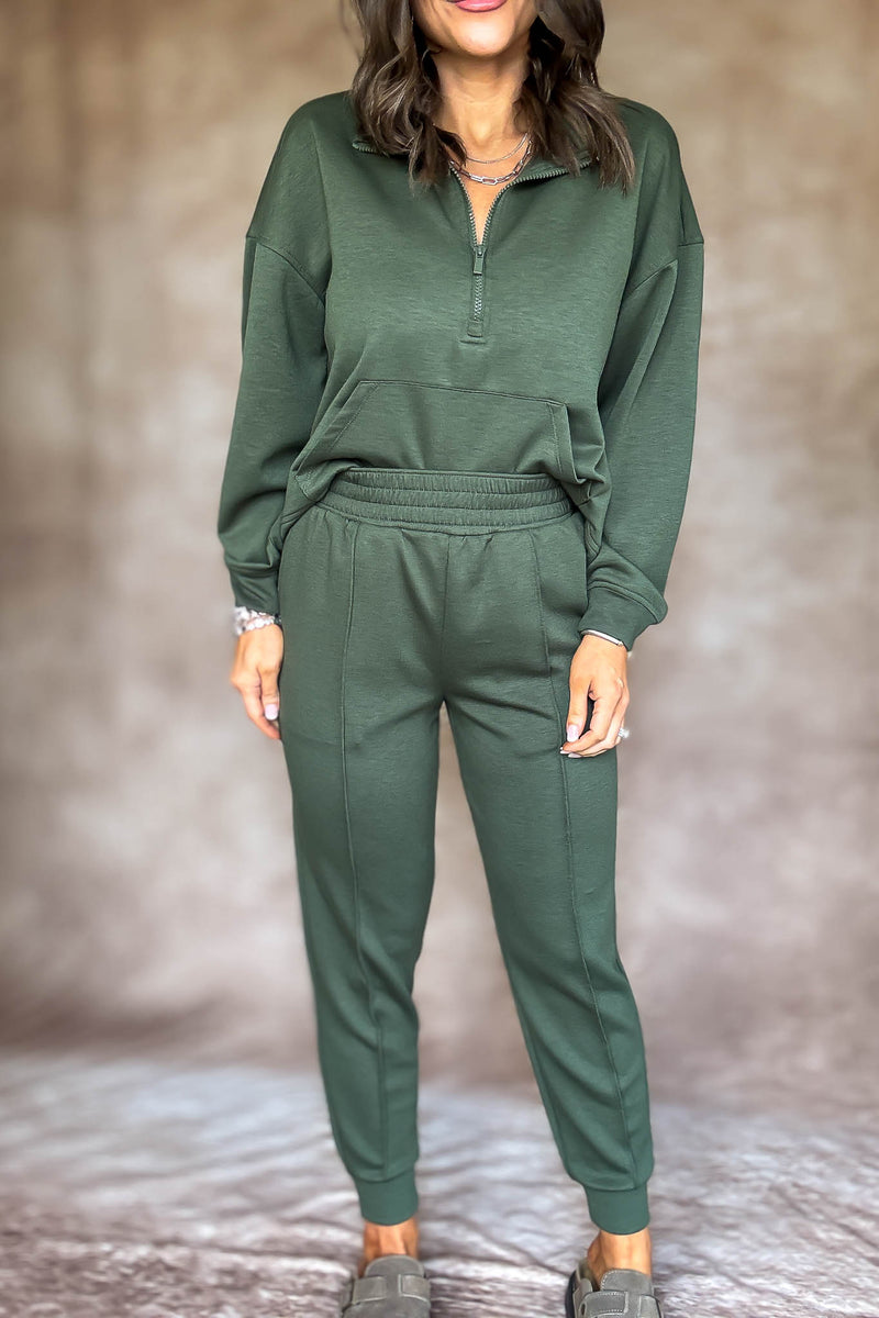 Easy Does It Dark Olive Scuba Jogger Pants