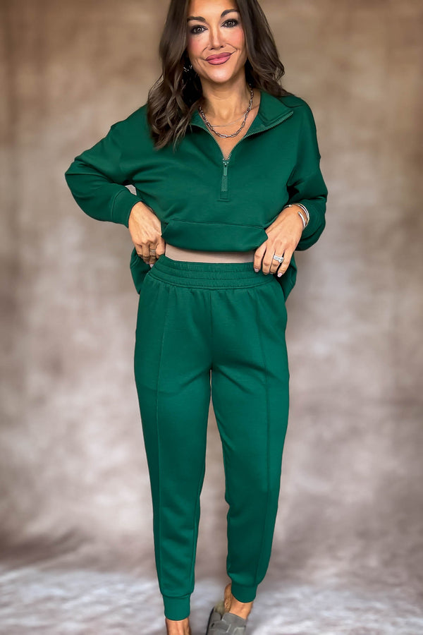 Easy Does It Dark Green Scuba Jogger Pants