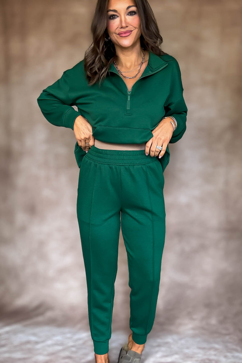 Easy Does It Dark Green Scuba Jogger Pants