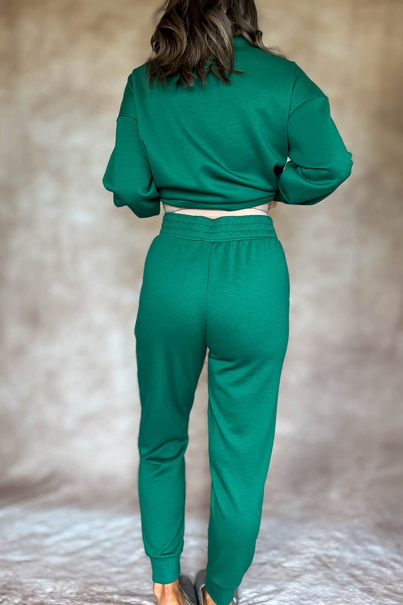 Easy Does It Dark Green Scuba Jogger Pants