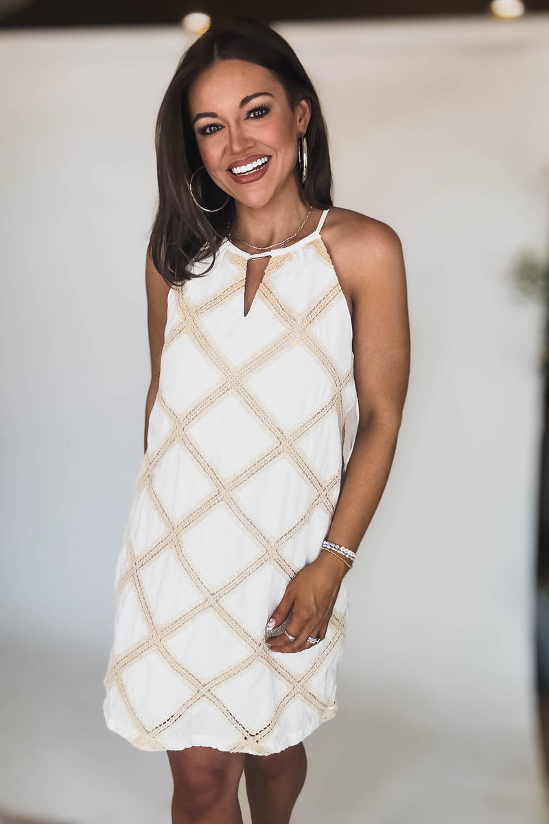Crochet Patch Halter Dress