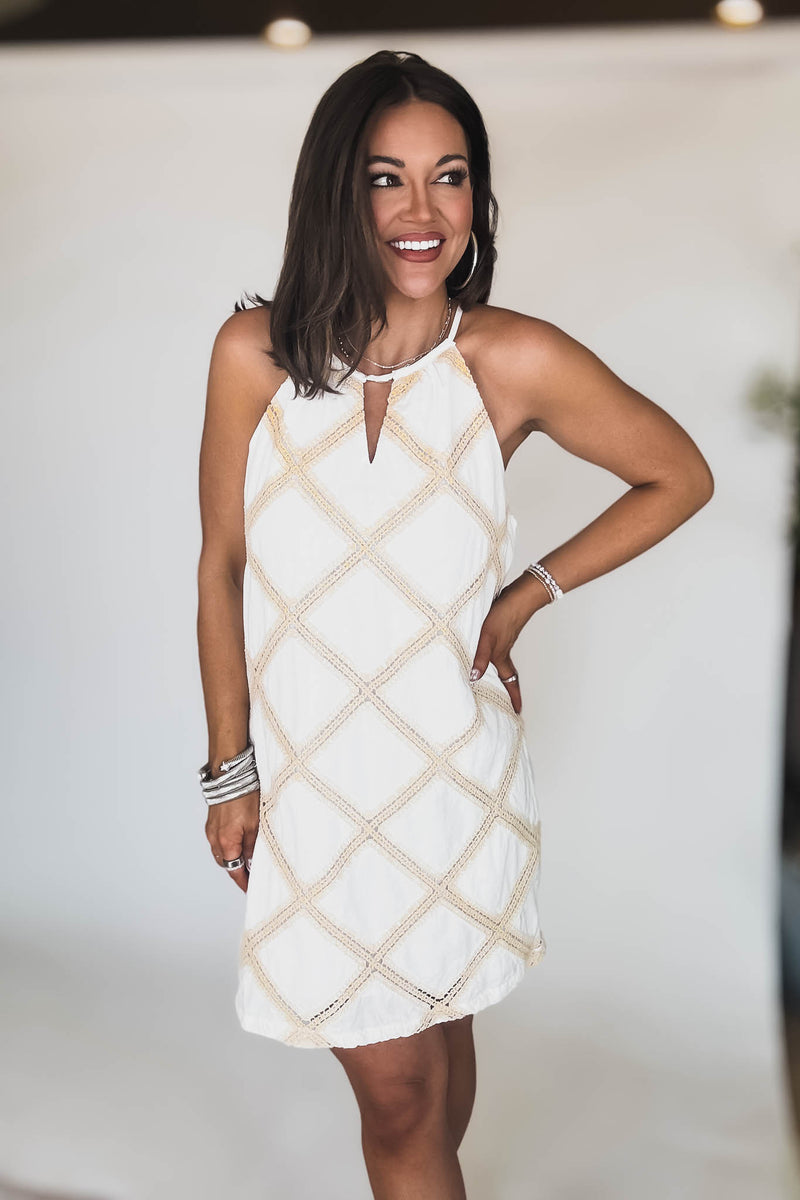 Crochet Patch Halter Dress
