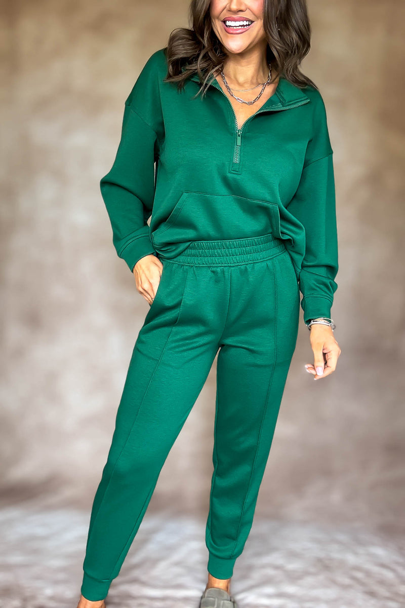 Easy Does It Dark Green Scuba Jogger Pants