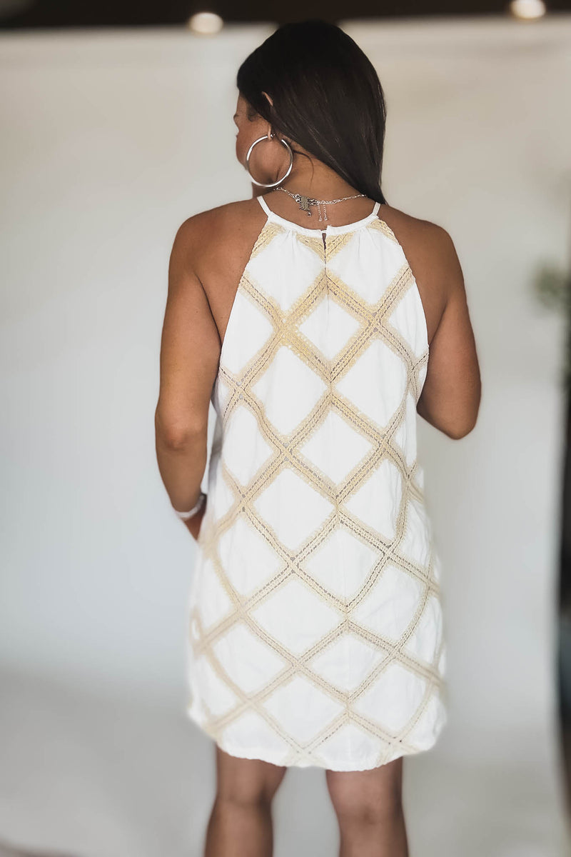 Crochet Patch Halter Dress