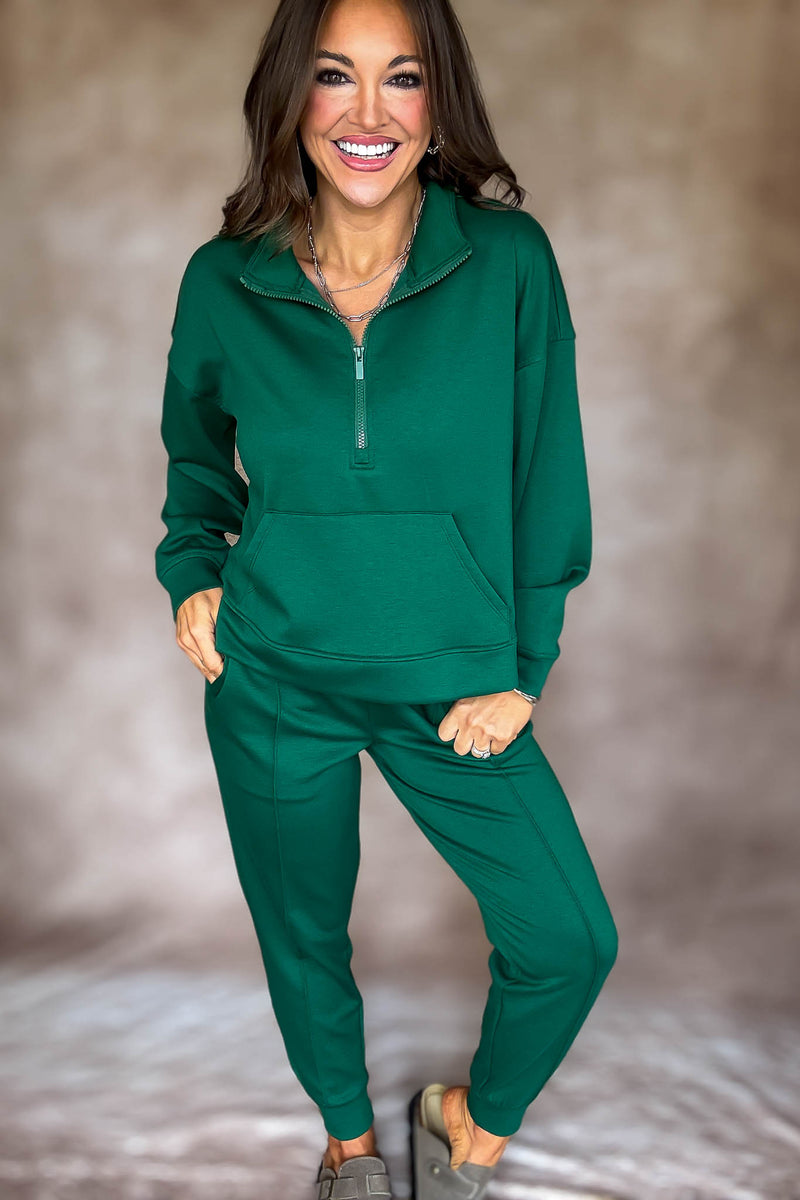 Easy Does It Dark Green Scuba Jogger Pants