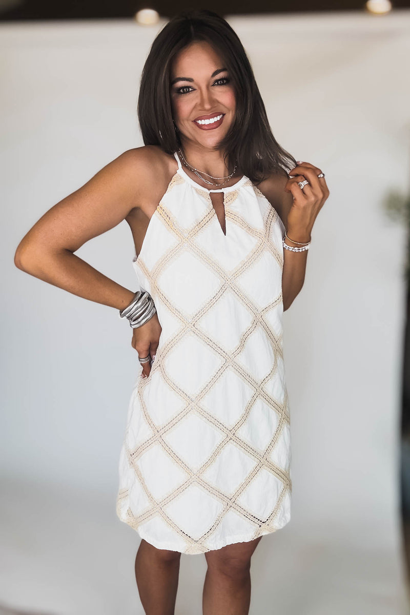 Crochet Patch Halter Dress