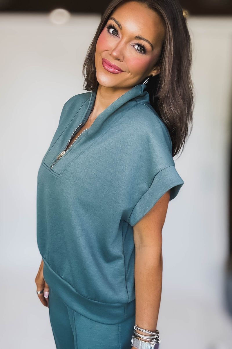 Scuba Ash Jade High Neck Half Zip Vest
