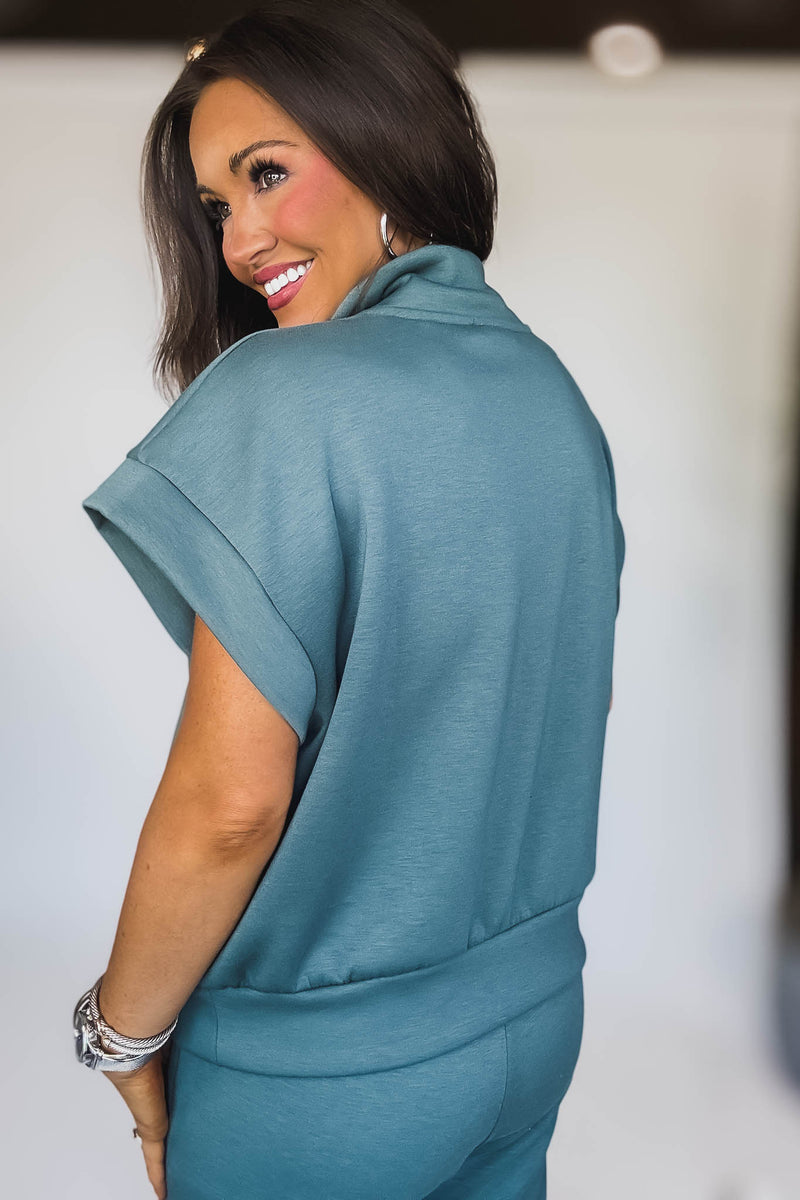 Scuba Ash Jade High Neck Half Zip Vest
