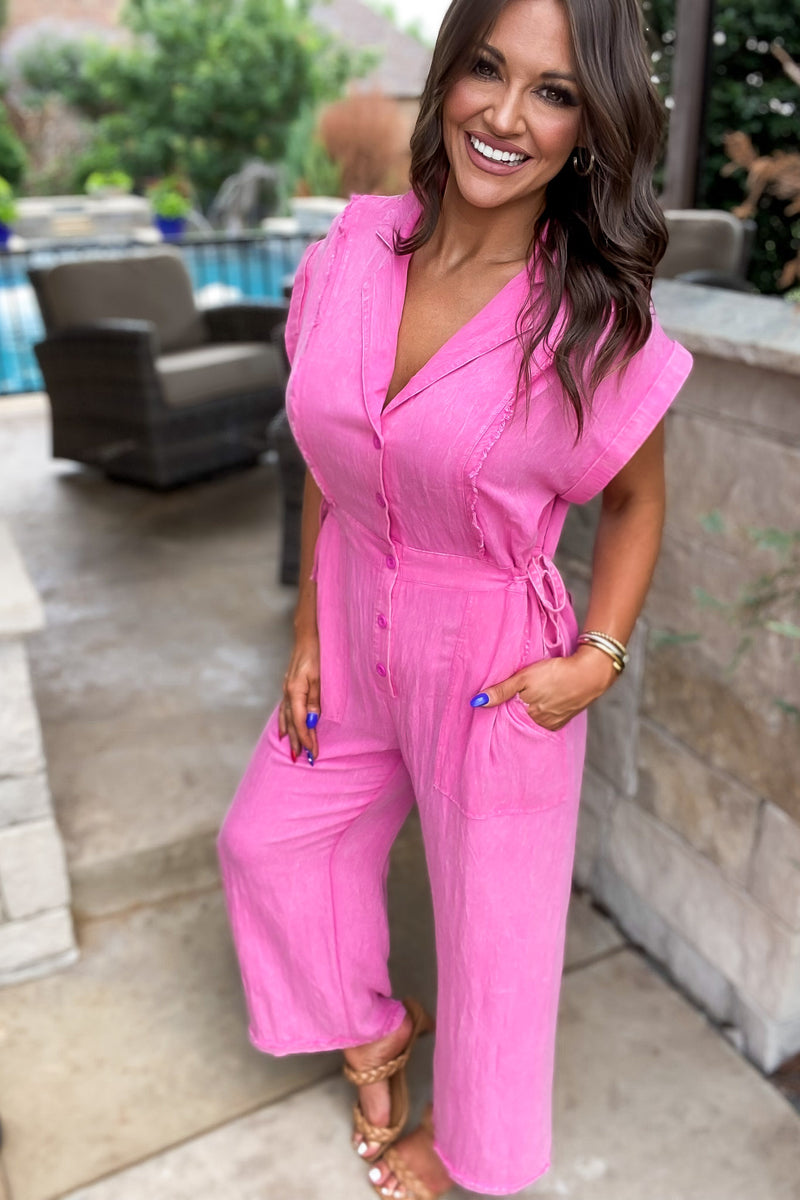 Run Towards Love Hot Pink Jumpsuit