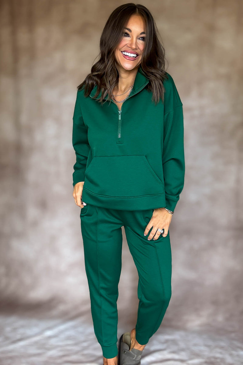 Easy Does It Dark Green Scuba Jogger Pants