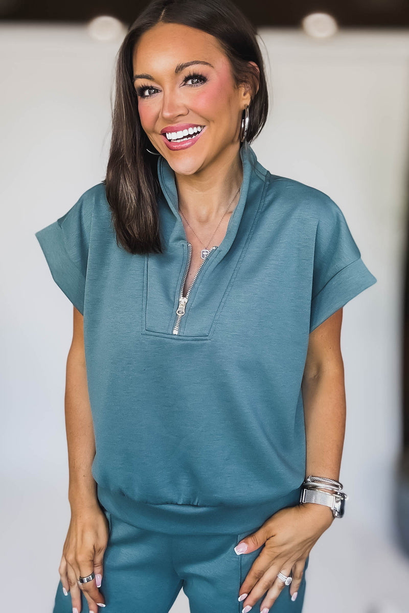 Scuba Ash Jade High Neck Half Zip Vest