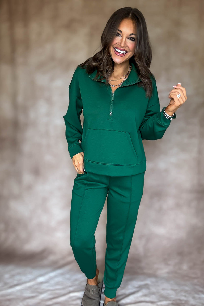Easy Does It Dark Green Scuba Jogger Pants