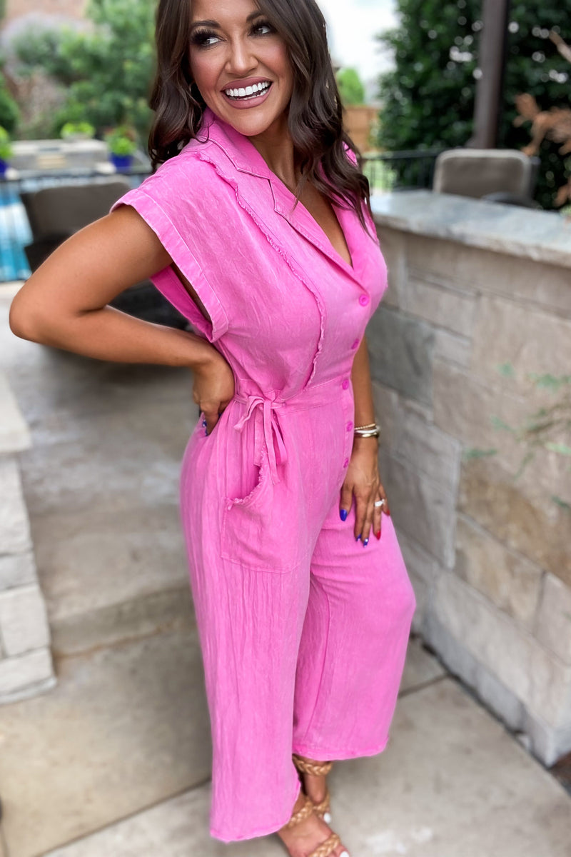 Run Towards Love Hot Pink Jumpsuit