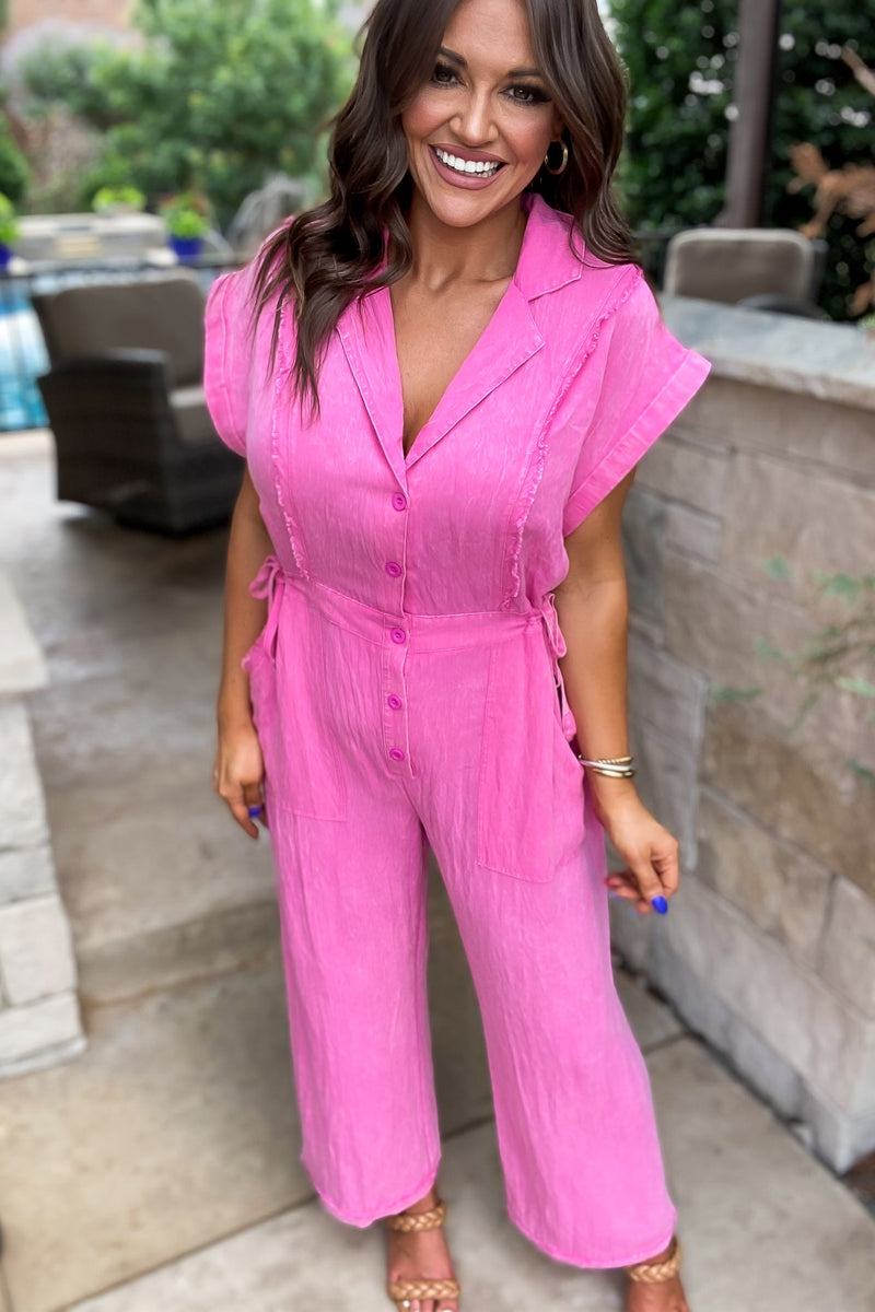 Run Towards Love Hot Pink Jumpsuit