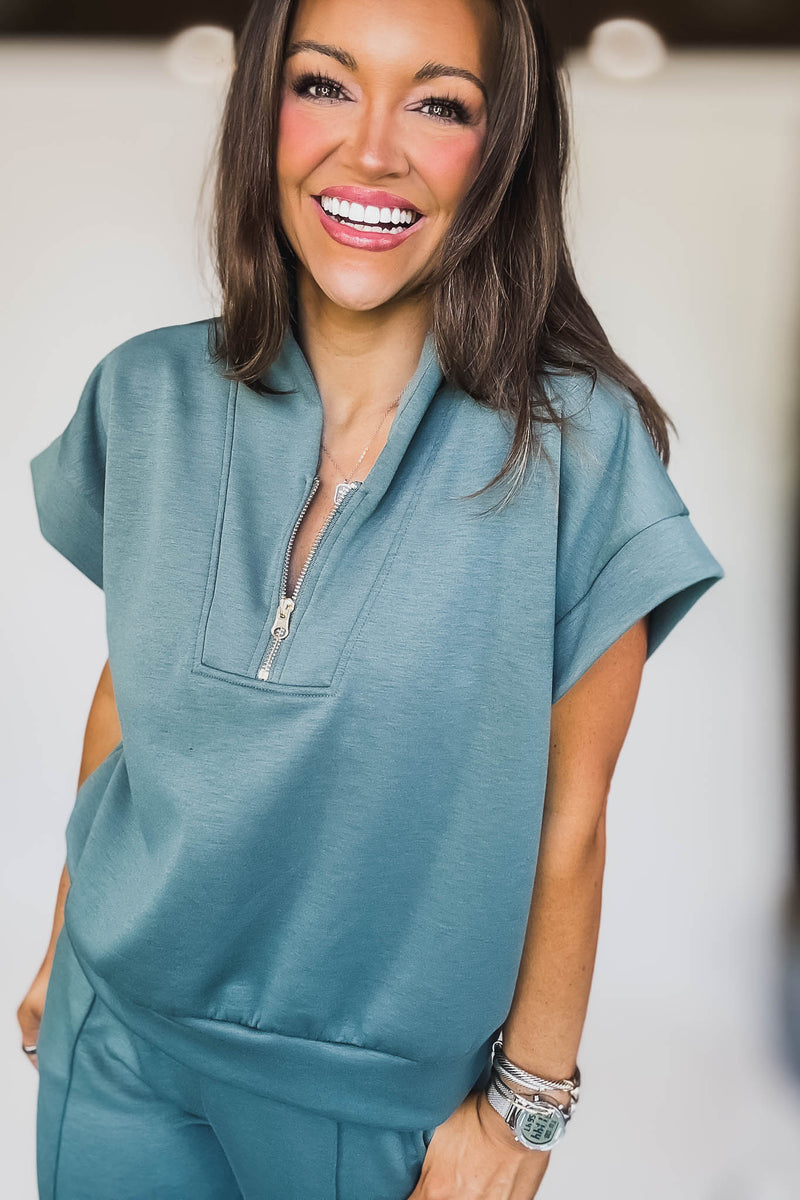 Scuba Ash Jade High Neck Half Zip Vest